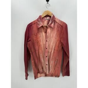 Division E Button Down Shirt Men Medium Pink Tie Dye Fray Artsy Unique Concert